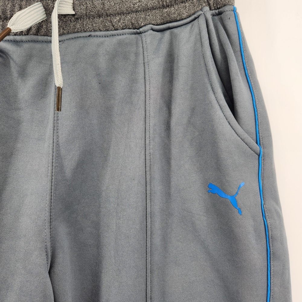 Puma Kids Gray Blue Athletic Track Pants Joggers XL 18-20 Drawstring Pockets